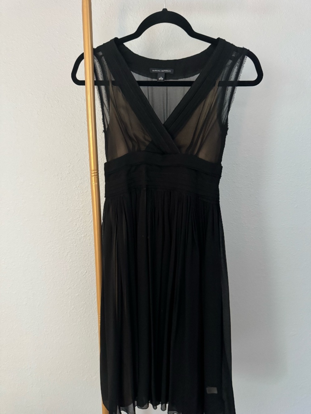 Banana Republic sheer black dress with nude slip  (size 0)